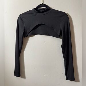 No Boundaries Black Ribbed Long-Sleeve Crop Top